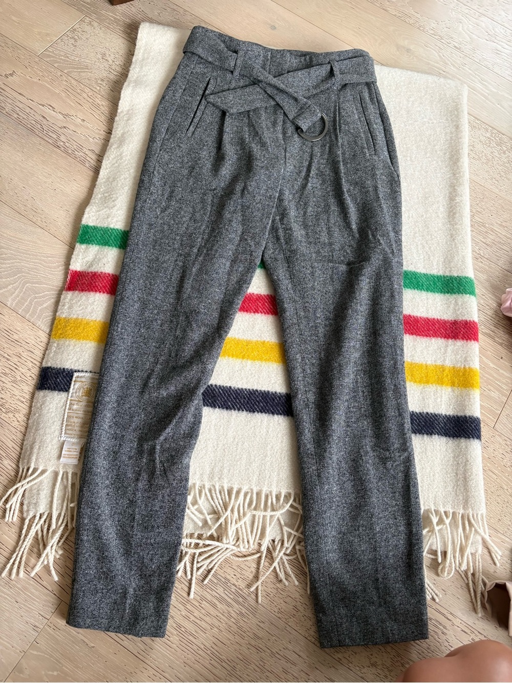 RW&CO. Charcoal Gray High-Waist Trousers with D-Ring Belt